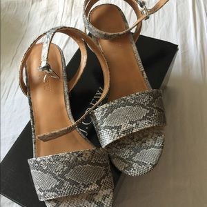 Jcrew Factory snakeskin block heel.